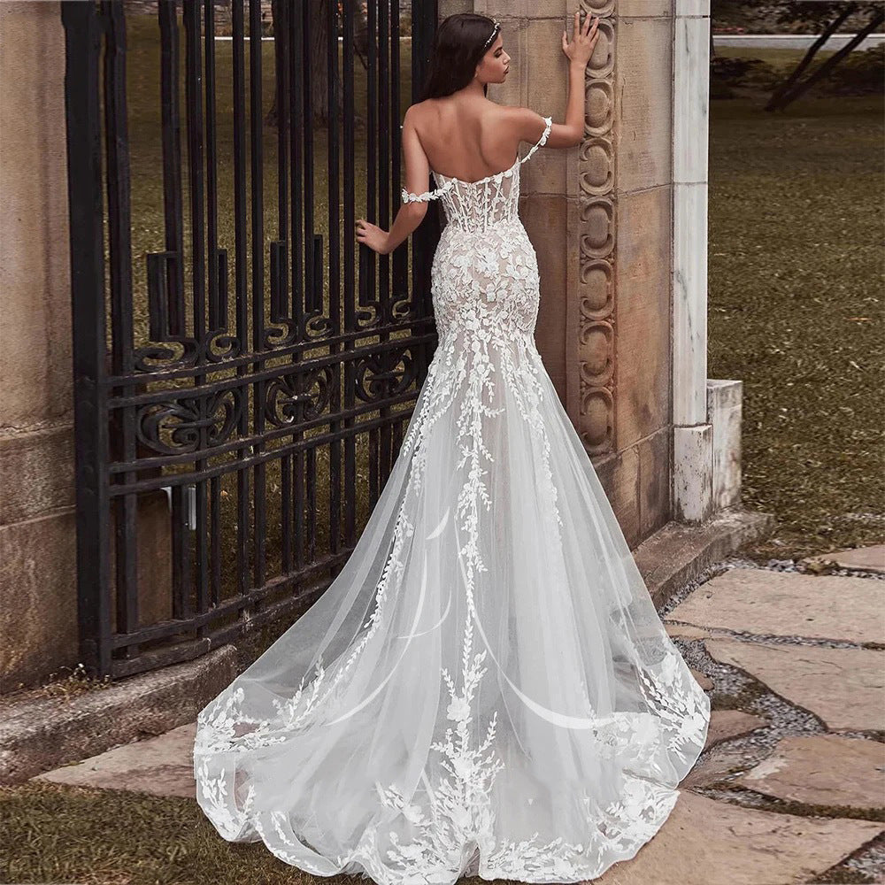 Sexy Luxury Off The Shoulder Mermaid Lace Wedding Dresses