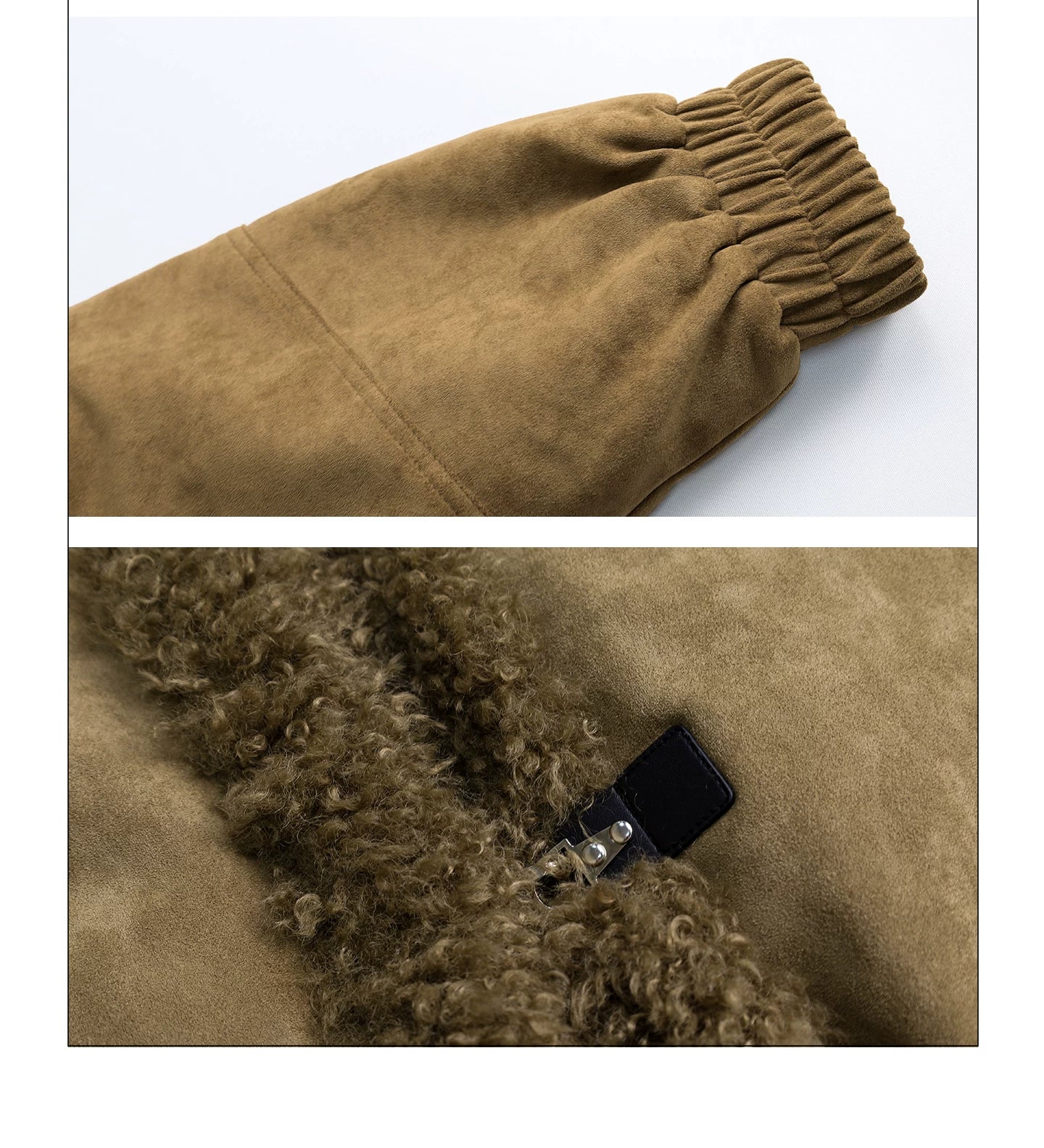 Girlyhalo Vintage Suede & Faux Shearling Patchwork Winter Coat