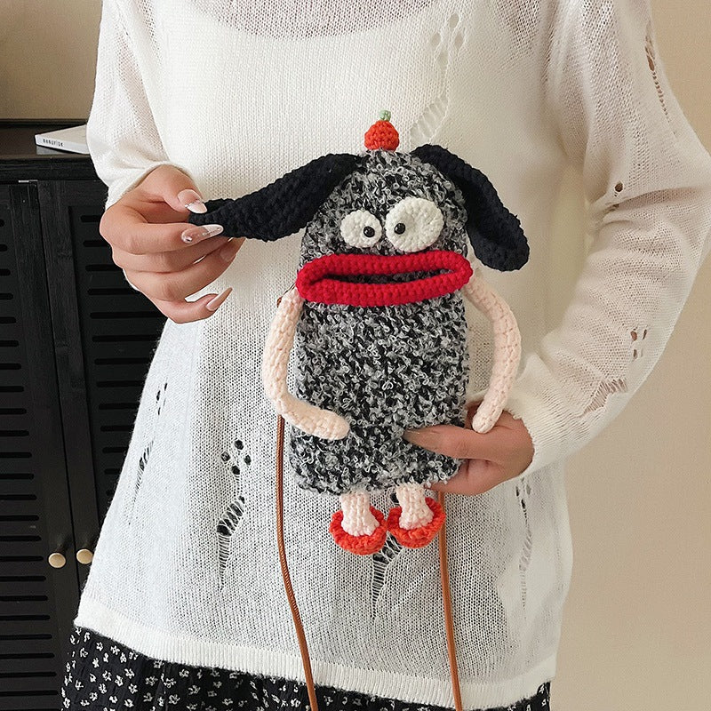 Funny Face Woven Crossbody Bag