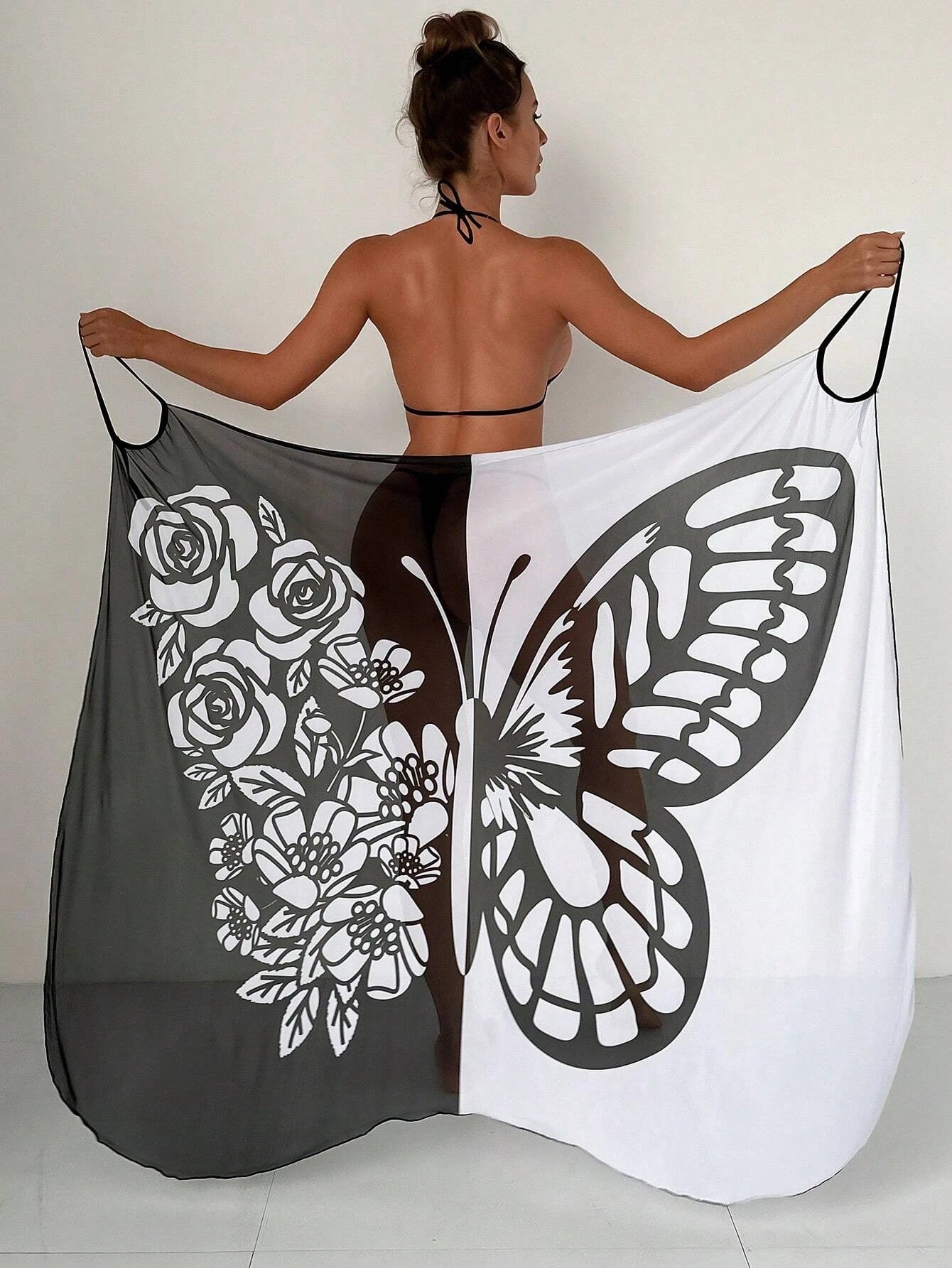 Summer Butterfly Print Beach Cover Ups