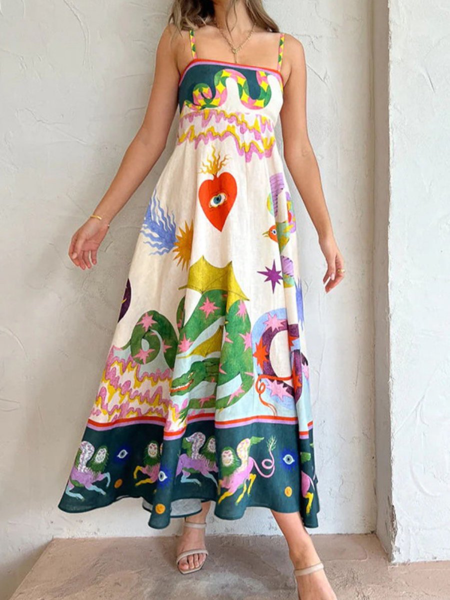 Elegant High-Waist Floral Print Sundress