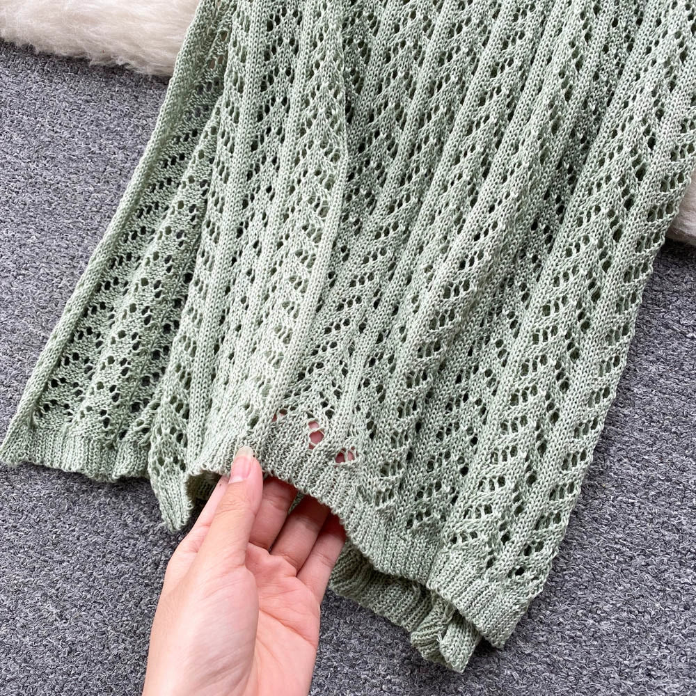 Designed Halter Sleeveless Knitted Sheath Holiday Dresses