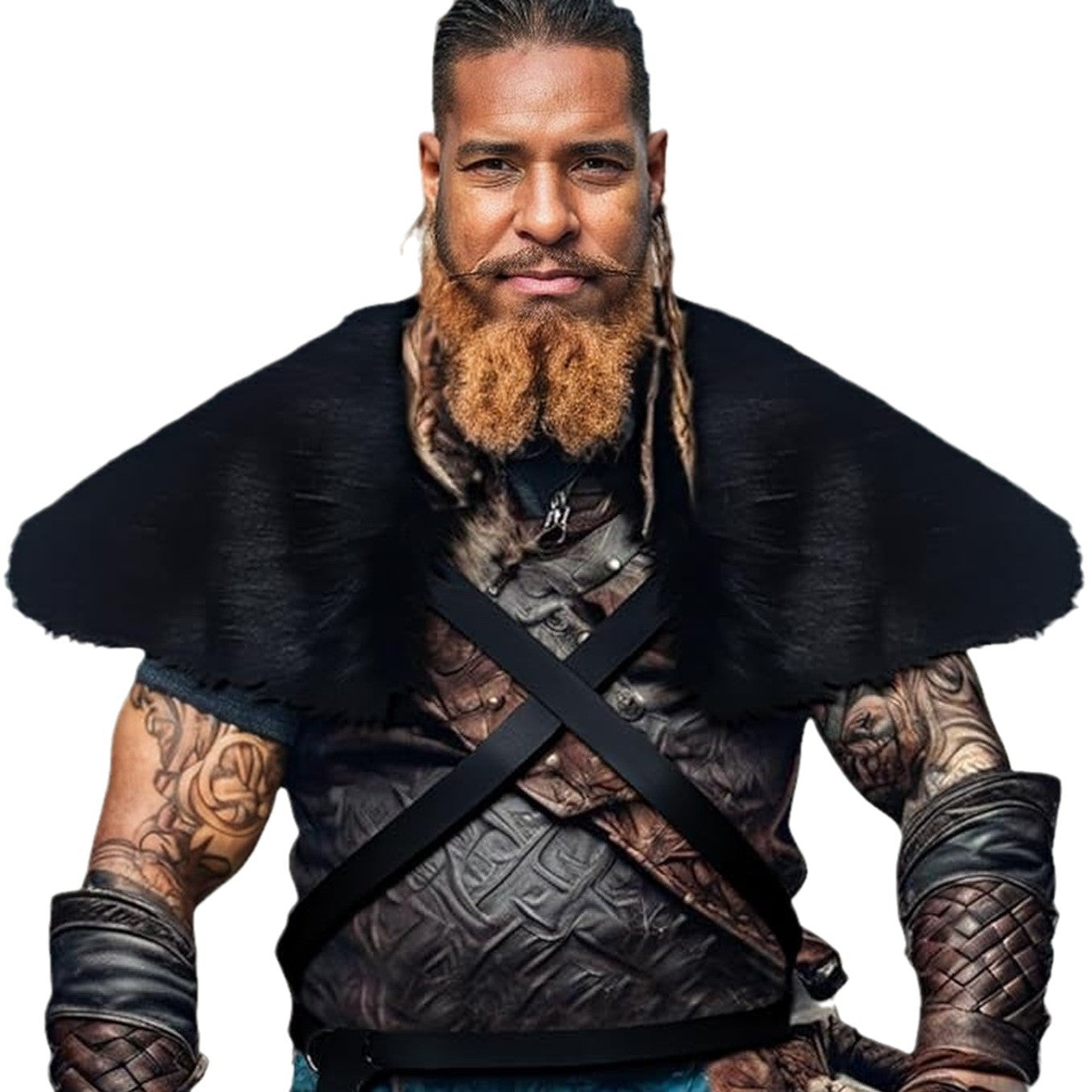 Men's Faux Fur Collar Medieval Cape