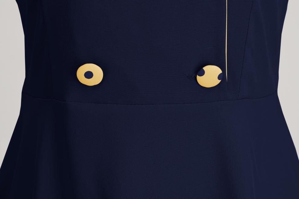 Elegant V-Neck Polka Dot & Solid Color A-Line Dress with Belt for Women