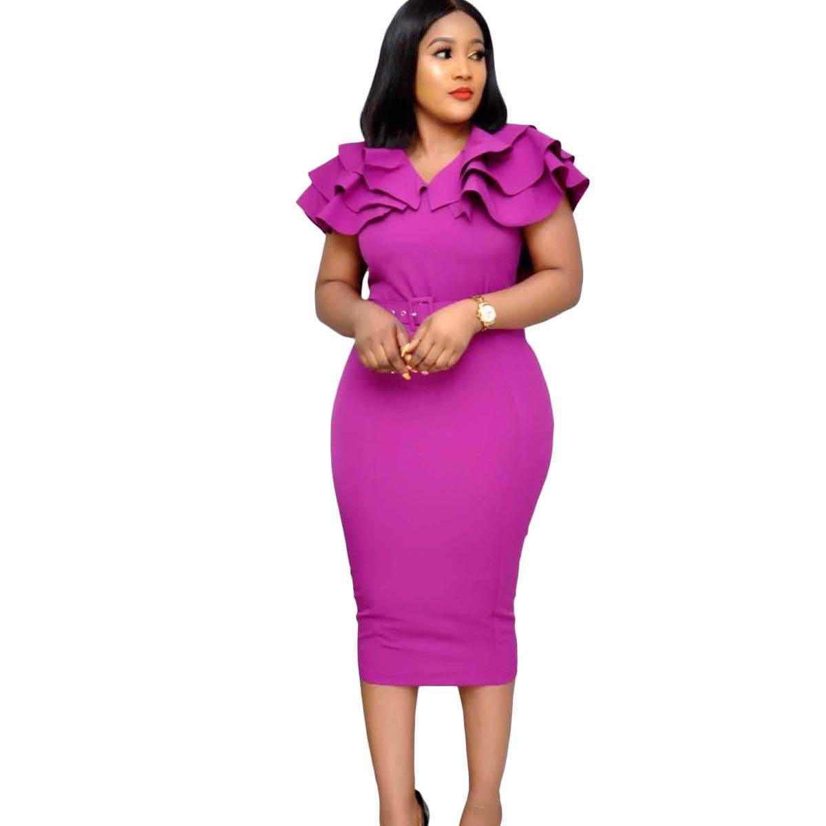 Elegant Women Ruffled Office Lady Dresses-Dresses-Free Shipping at meselling99