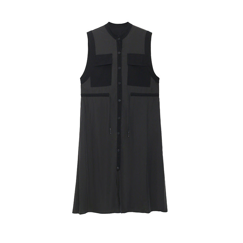 Fashion Summer Sleeveless Long Shirts Dresses-Outerwear-Black-One Size-Free Shipping at meselling99