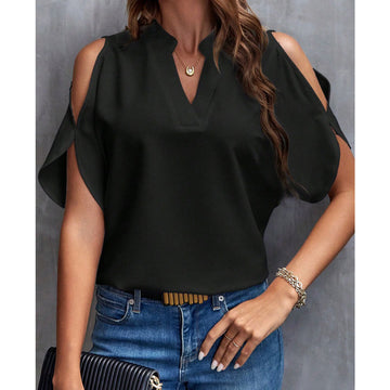 Women's V-Neck Fashion Off-Shoulder Sleeve Blouse