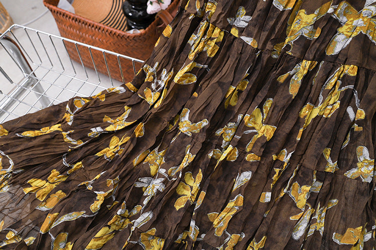 Yuan Su's new summer Wizard of Oz floral pleated skirt, high waist versatile and thin wrinkled A-shaped big swing skirt-The Wizard of Oz-one size fits all-Free Shipping Leatheretro