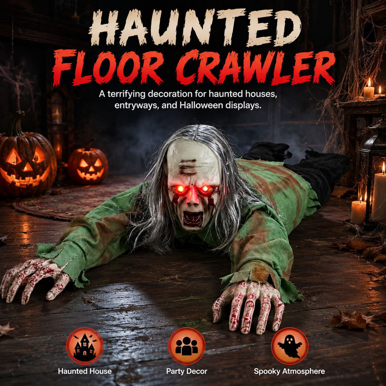 Voice-Activated Crawling Ghost Halloween Prop