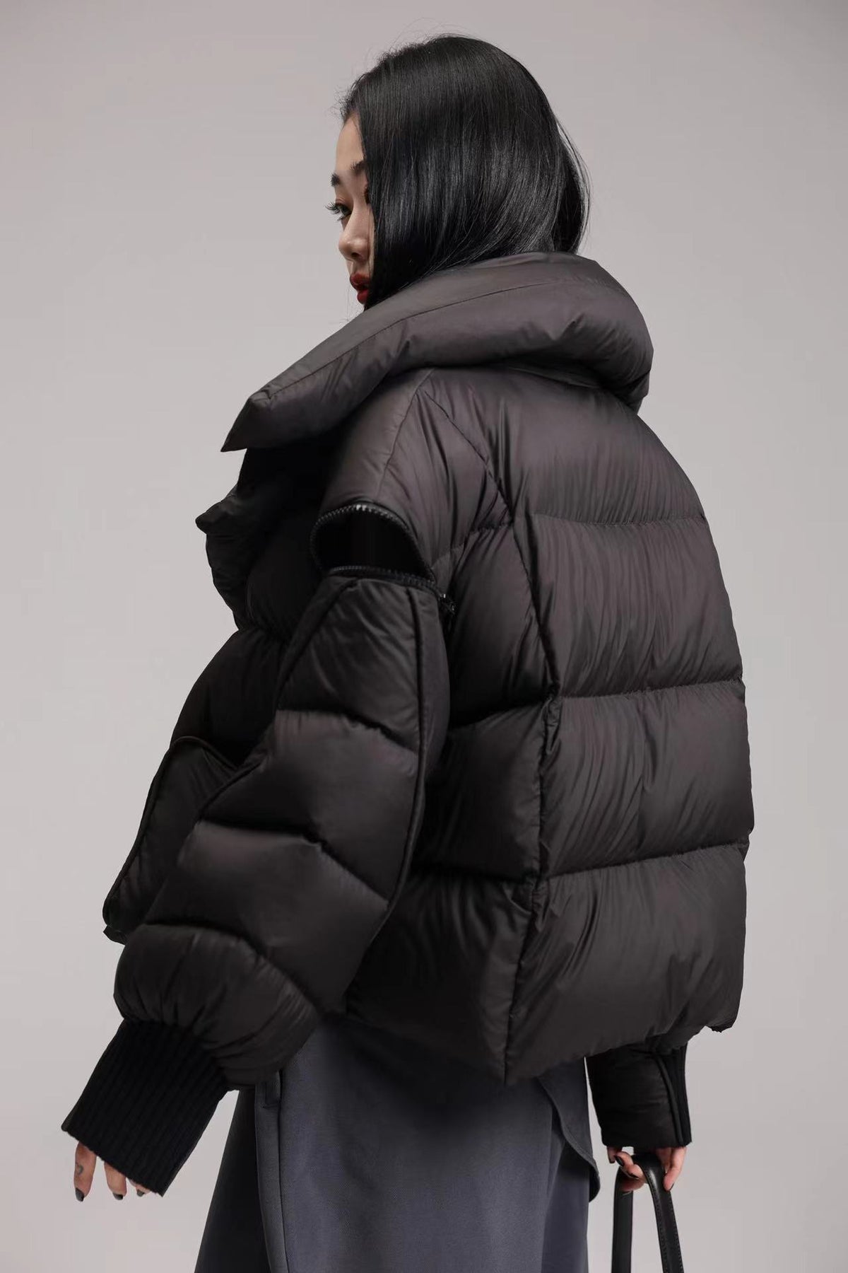 Women's Luxury Knit-Panel Down Jacket