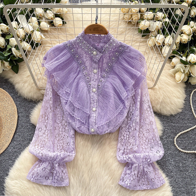 Vintage Beaded & Rhinestone Long Sleeve Shirt