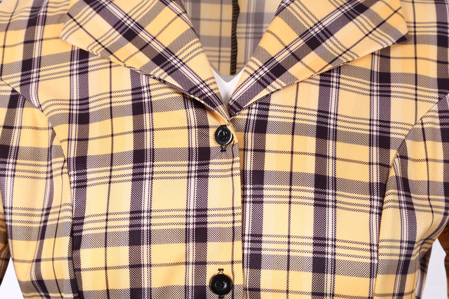 Retro Plaid Short Sleeve Dress with Belt