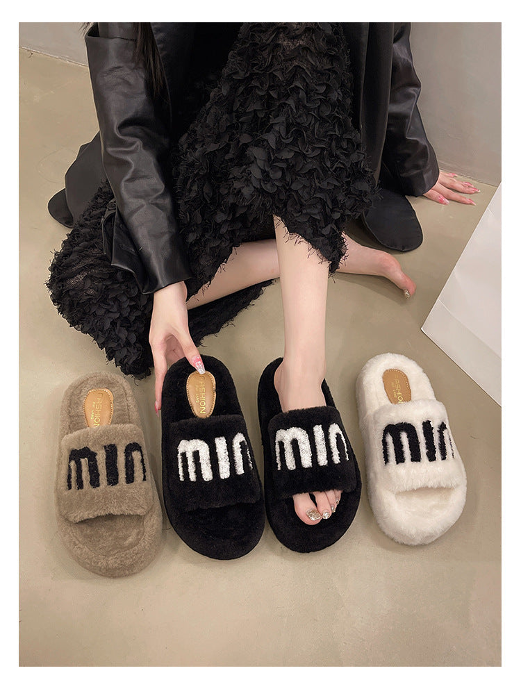 Fashion Women Winter Platform Slippers