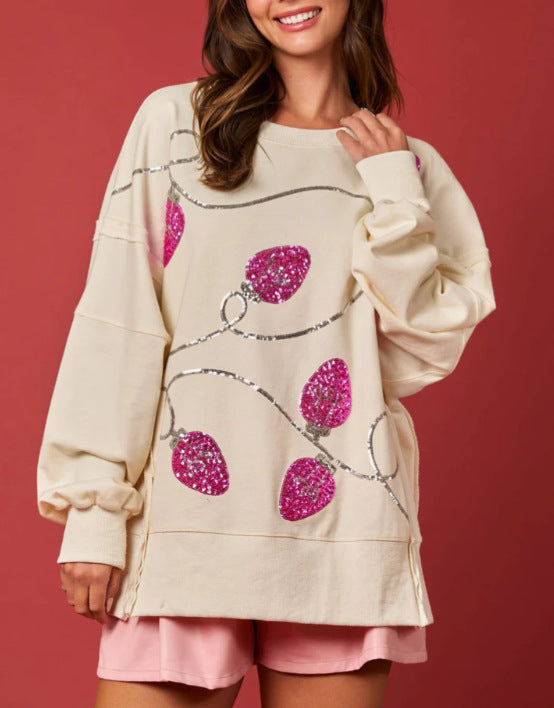 Women's Sparkly Long Sleeve Pullover Hoodie