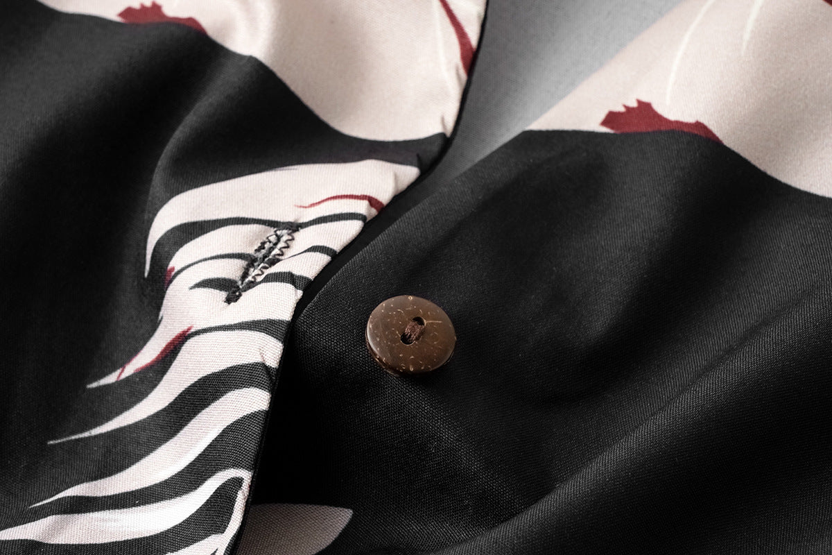 Women's Summer Leaf Print Short Sleeve Short Mini Dress