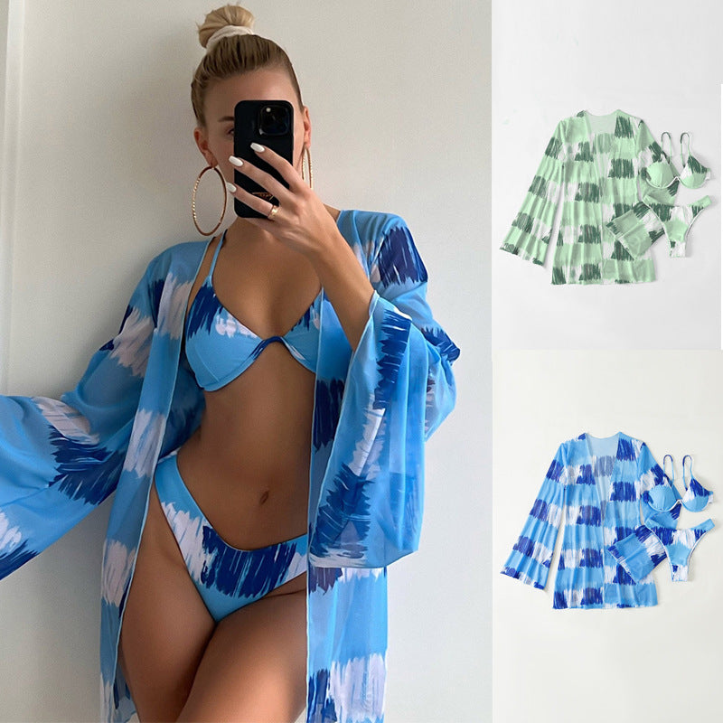 Sexy Floral Print Summer 3pcs Bikini Swimsuits for Women