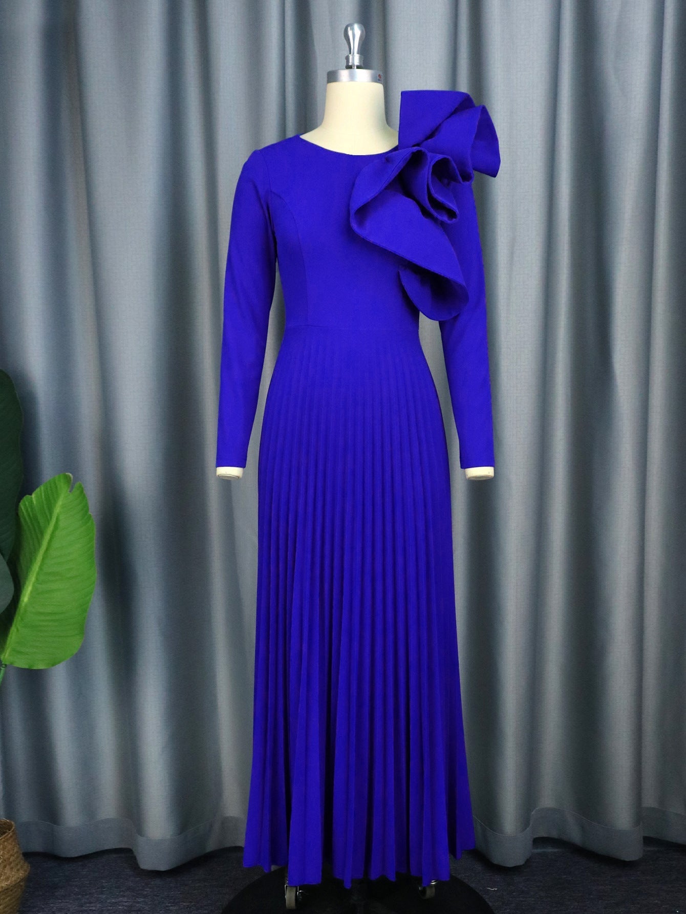 3D Design Long Sleeves Blue Party Dresses-Dresses-Free Shipping at meselling99