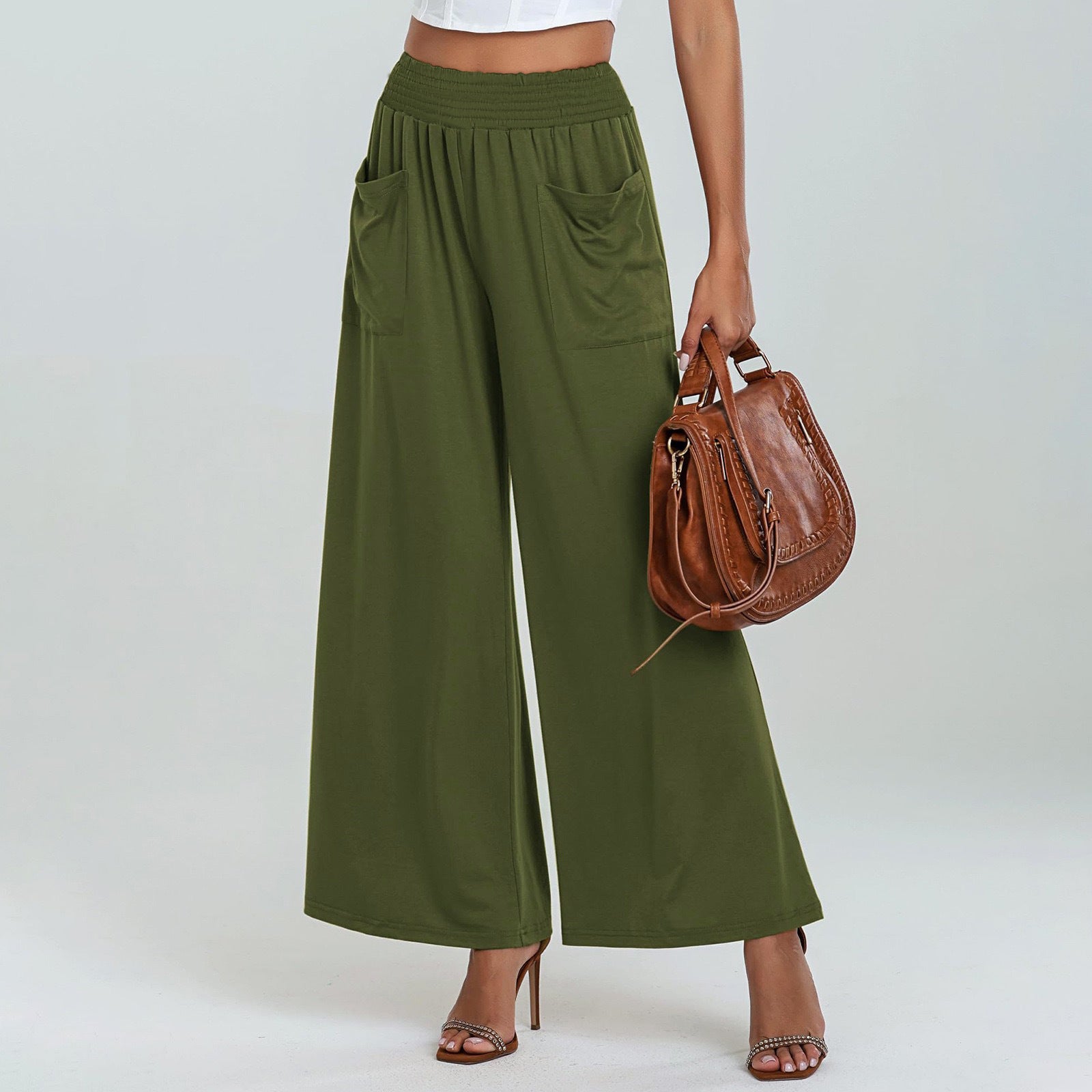 Women's High-Waisted Elastic Waist Casual Pants