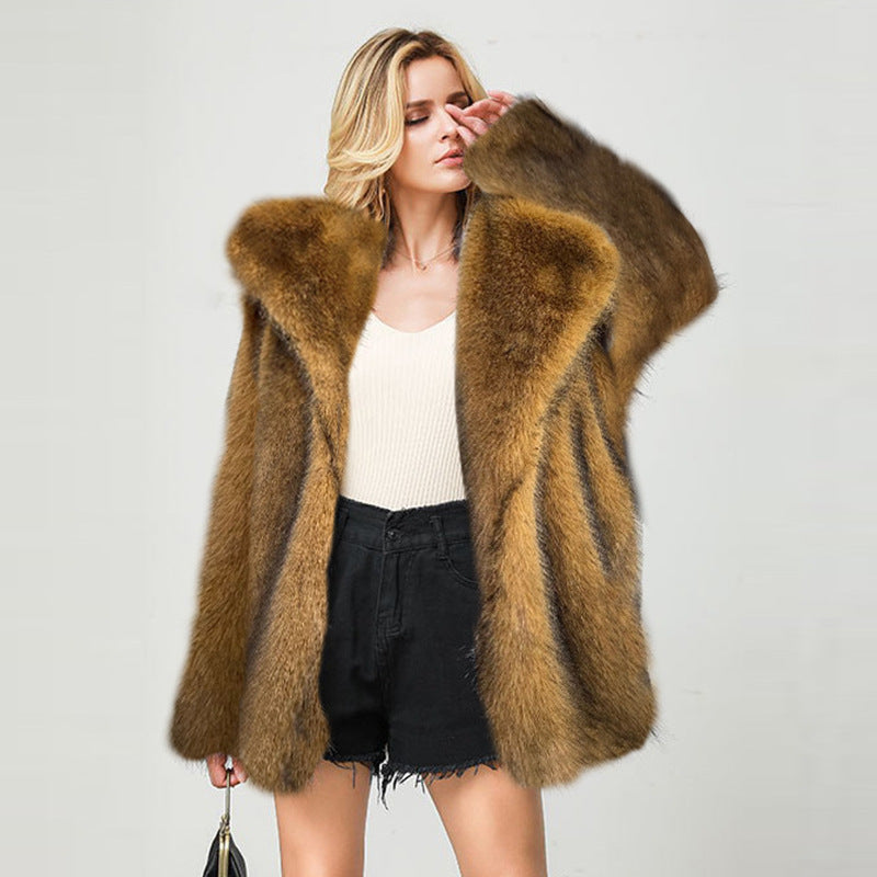 Winter Man Made Fox Fur Coats for Women