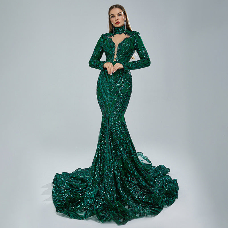 Luxury Long Sleeve High Waist Evening Dress/Wedding Dresses