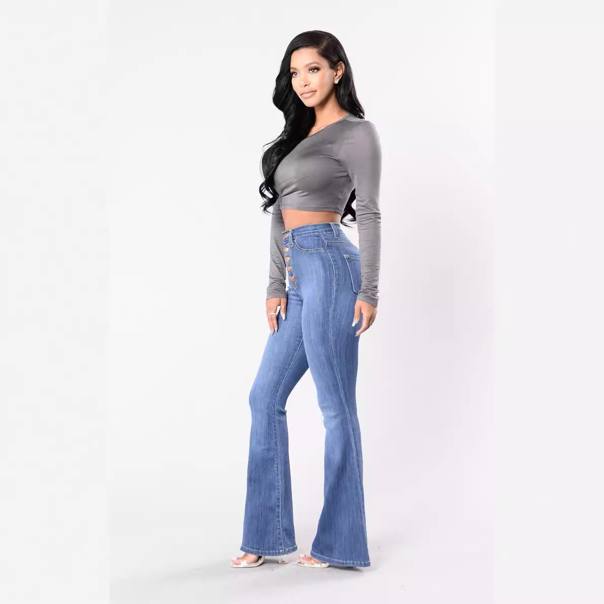 Casual High Waist Trumpet Jeans for Women