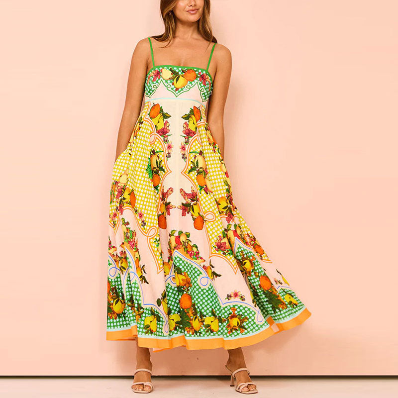 Elegant High-Waist Floral Print Sundress
