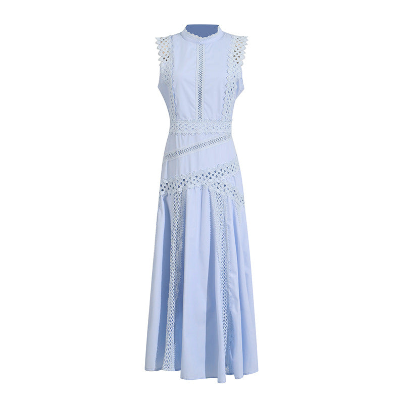 Designed Women's Vintage-Inspired Sleeveless Lace Trimmed Summer Dress