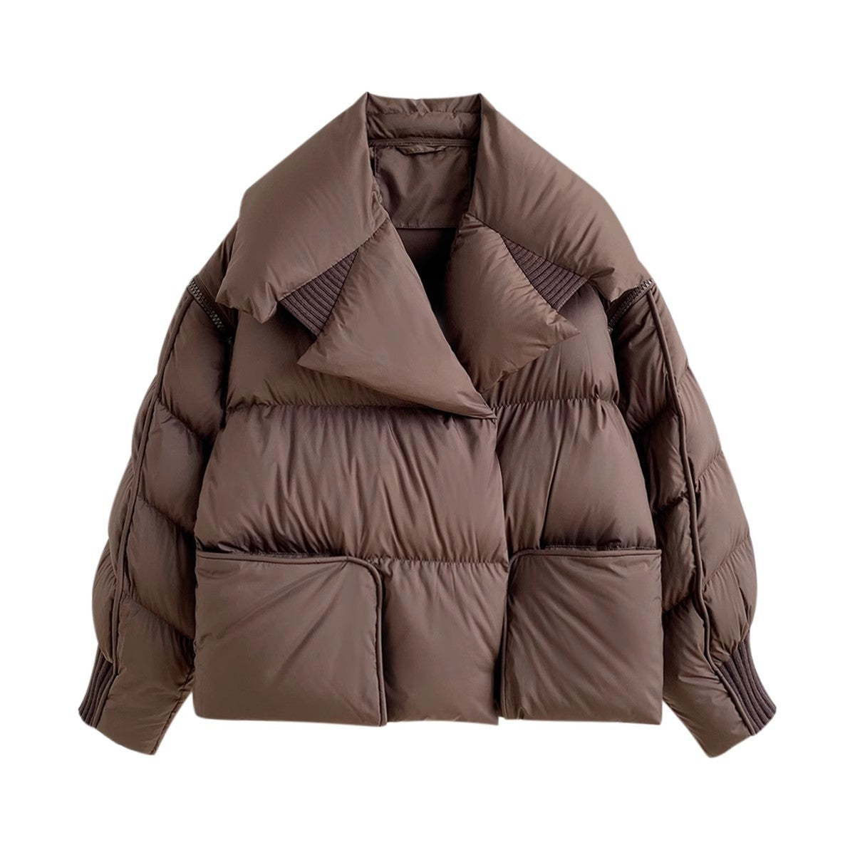 Women's Luxury Knit-Panel Down Jacket