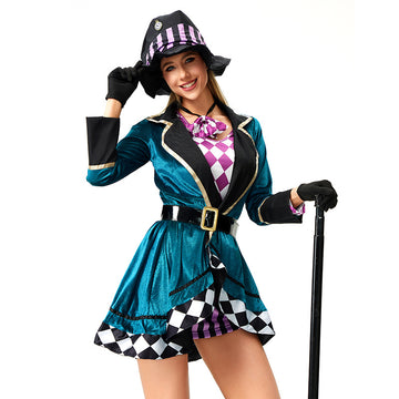 Halloween Circus Alice Mad Hatter Adult Magician Costume