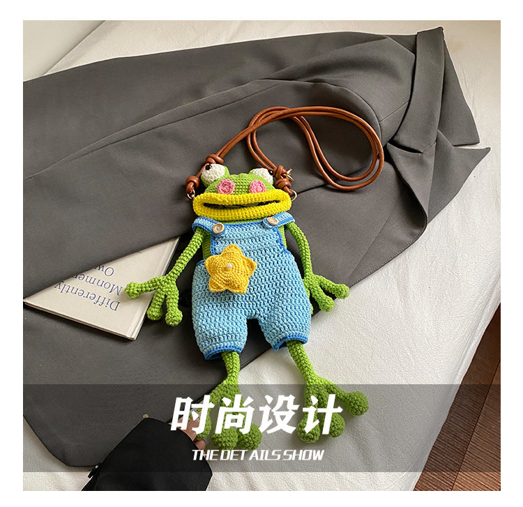 The "Goofy Gulp" Frog Crossbody Bag | Handmade Crochet Phone Pouch