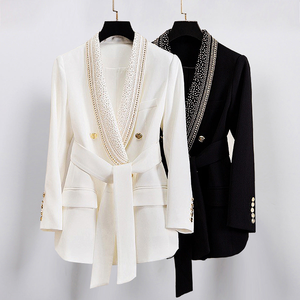 Designed Women's Mid-Length Blazer with Shawl Collar