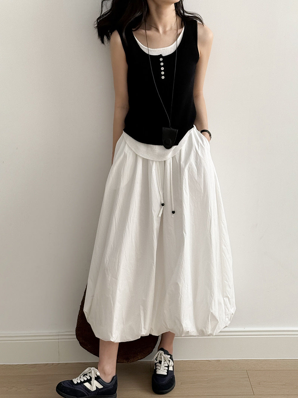 Women's Summer A-Line Skirt-White-M-Free Shipping Leatheretro
