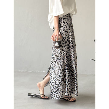 Luxury Leopard Print High-Waist A-Line Midi Skirt