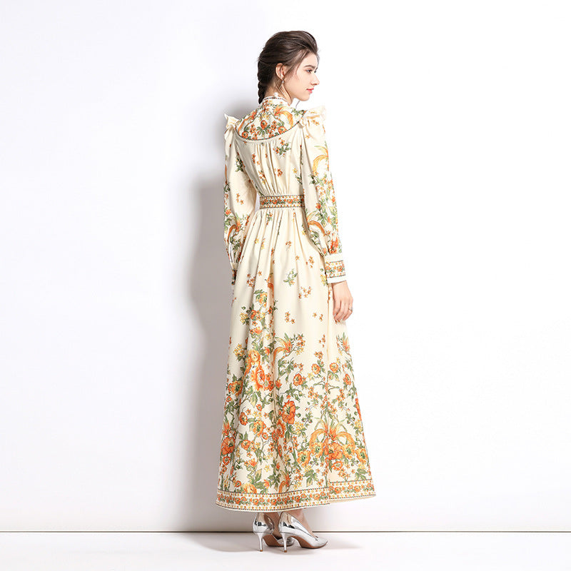 Vintage Designed V Neck Hand Made Long Sleeves Dresses