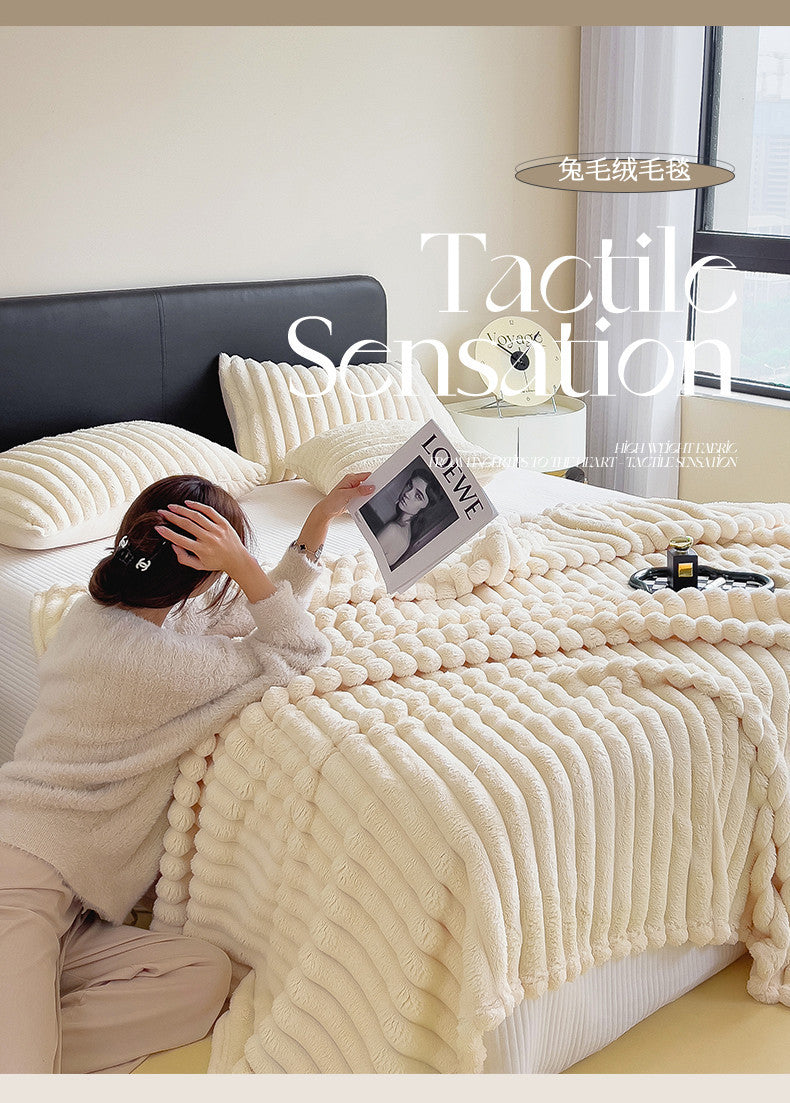 Plush Faux Rabbit Fur Blanket