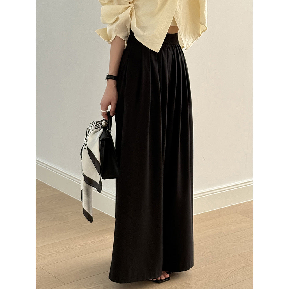 Women's High-Waisted Tencel Wool Wide-Leg Pants