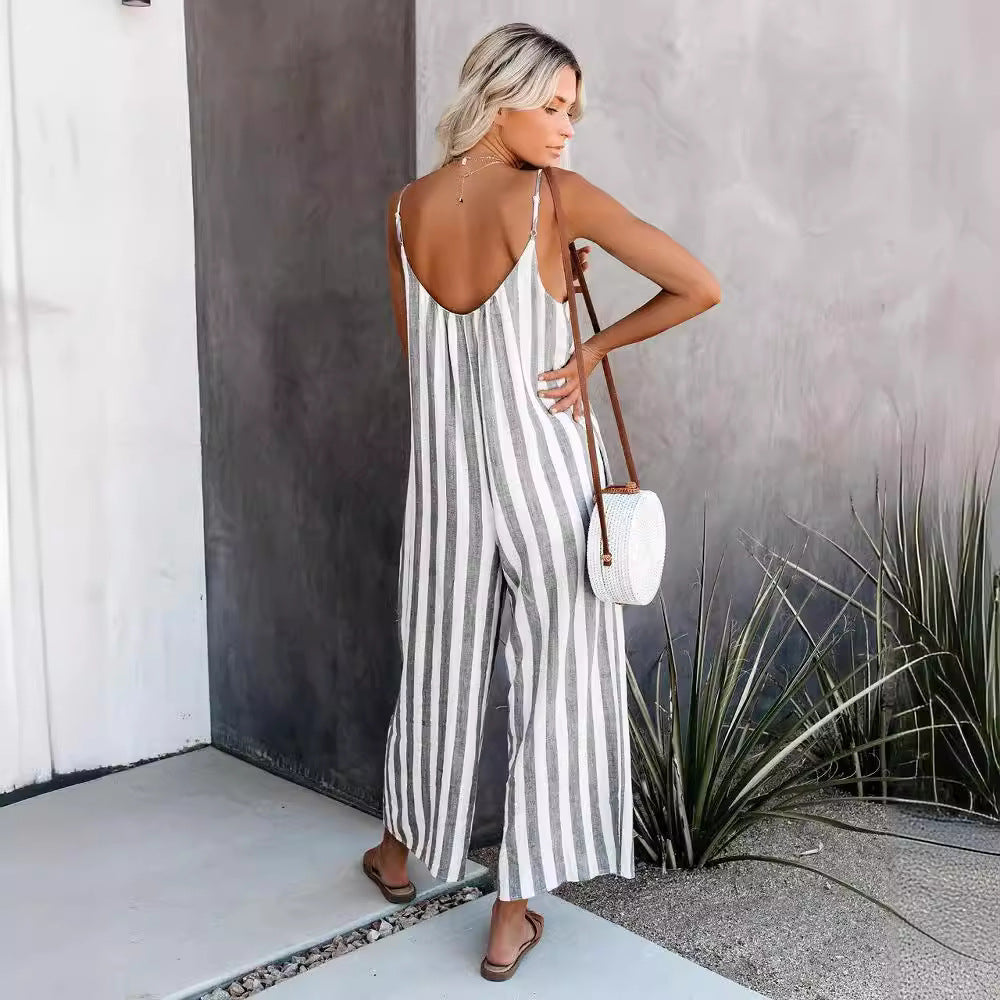 Summer Chic Striped Wide-Leg Jumpsuit