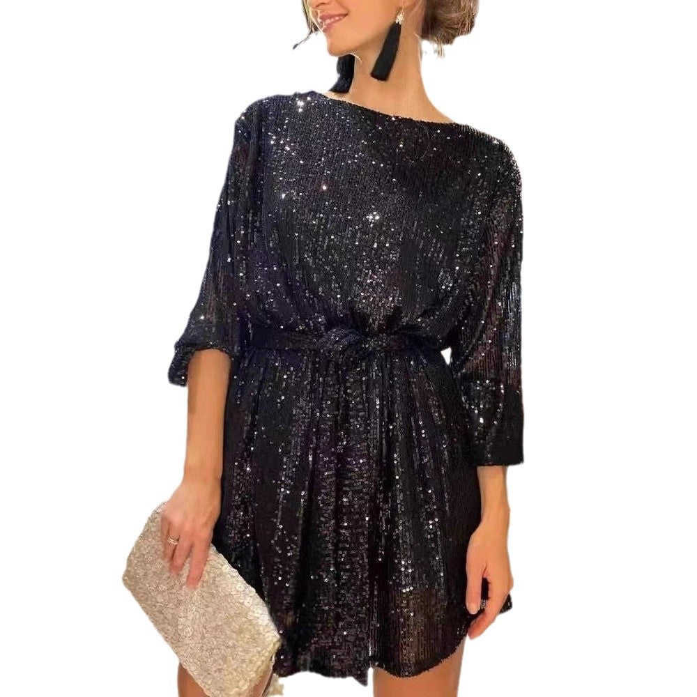 Sparkling Sequin Party Dress – Elegant Evening Gown for Festive Occasion