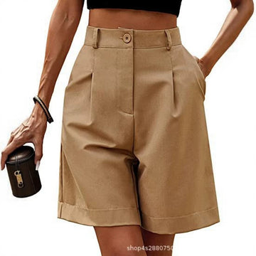Summer High Waist Loose Straight Leg Shorts
