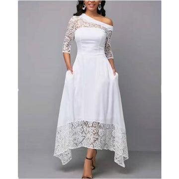 Overjoyed Pocketed Crochet Lace Maxi Dress - Marshmallow