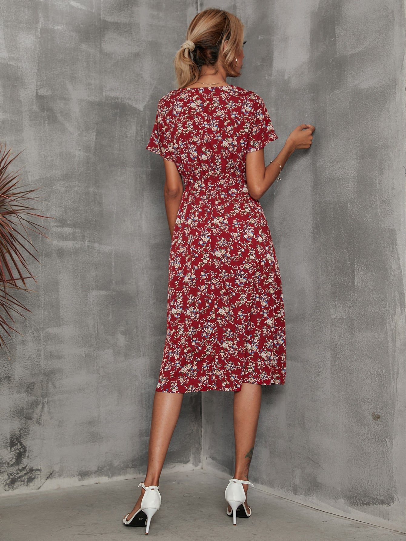 Women's Summer Floral Print Short Sleeve Dress