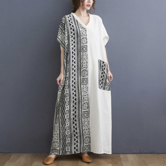 Vintage Pocket Design Plus Sizes Long Cozy Dresses-Dresses-Free Shipping at meselling99