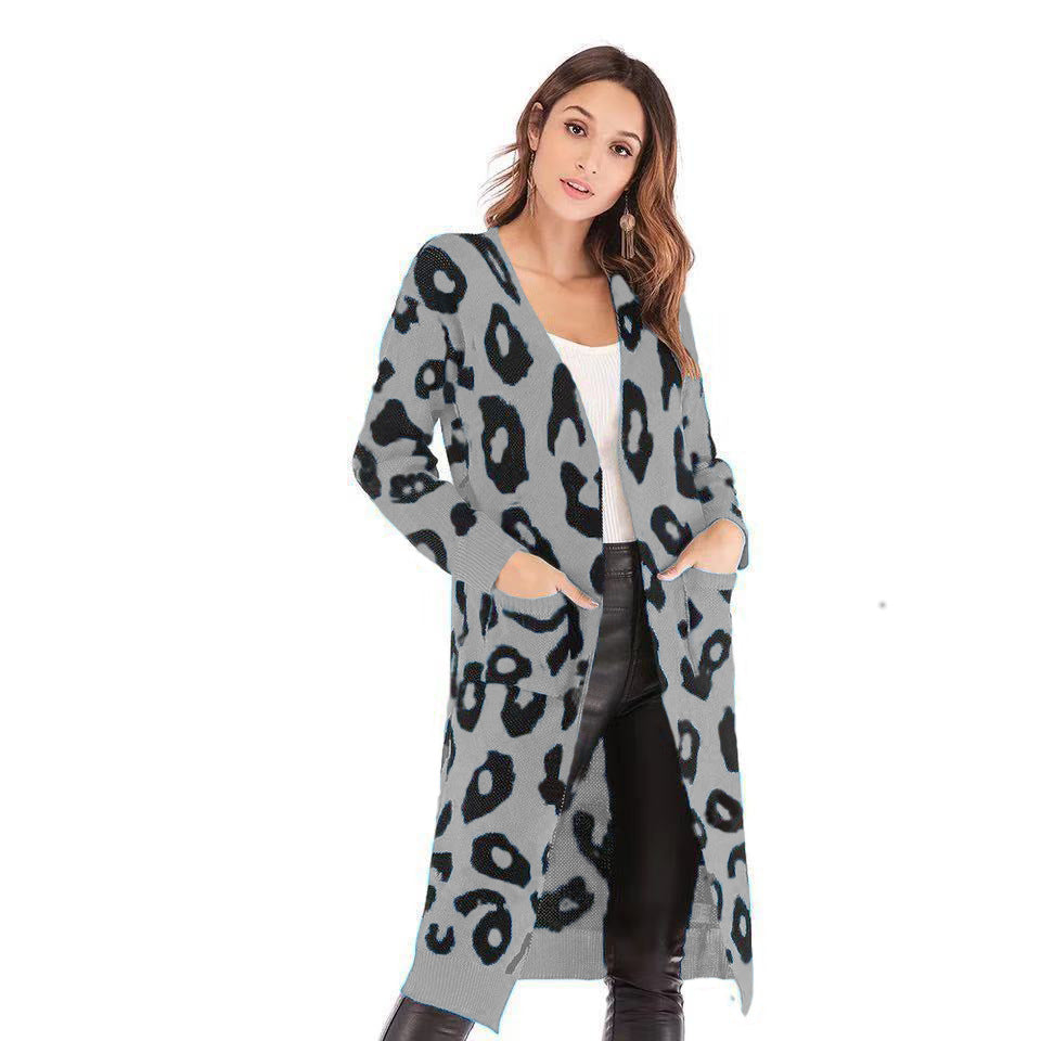 Women's Loose Fit Leopard Print Cardigan