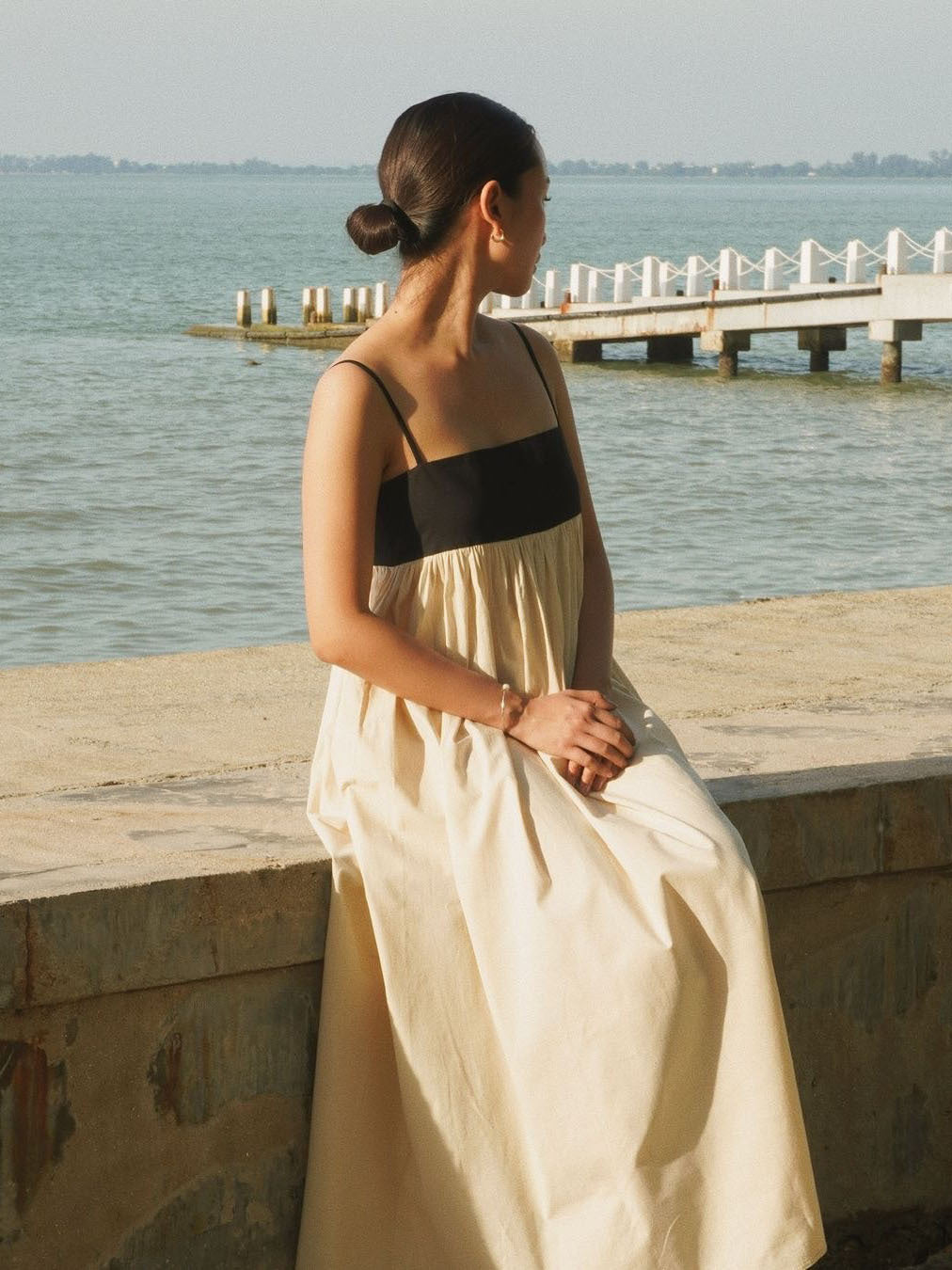 Boho Chic Linen Blend Slip Cotton Dress – Relaxed Summer Maxi Dress with Strappy Detail