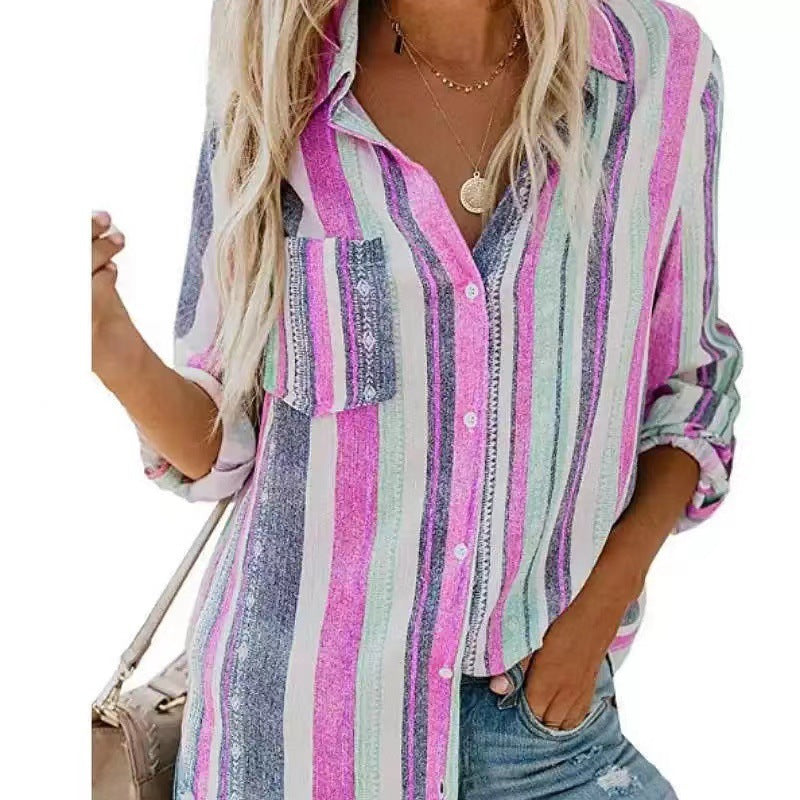 Women's Summer Casual Striped Shirt – Versatile & Stylish