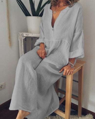 Plus Size Casual Printed Long Sleeve Dress for Women