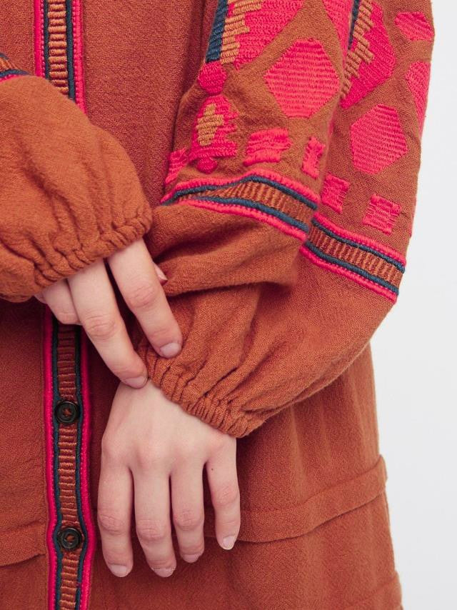 Bohemian Ethnic Embroidered Loose Front Button Dress