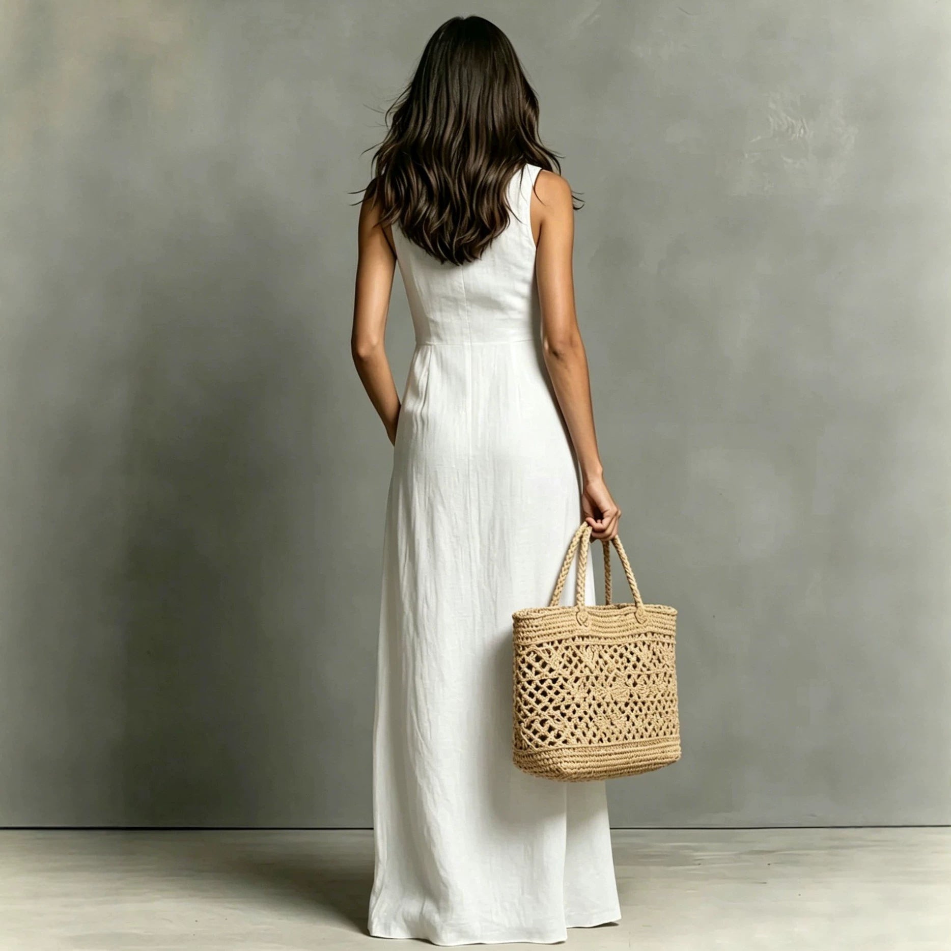 Women's Summer Sleeveless Lapel Collar Maxi Dress