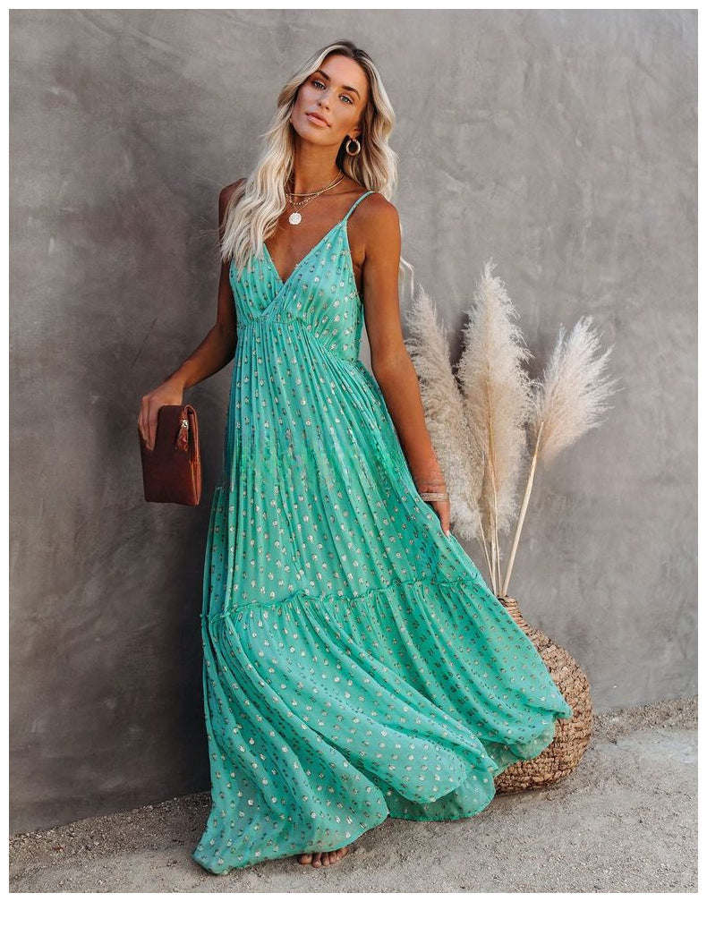 Women's Casual Leopard Print Green Dress