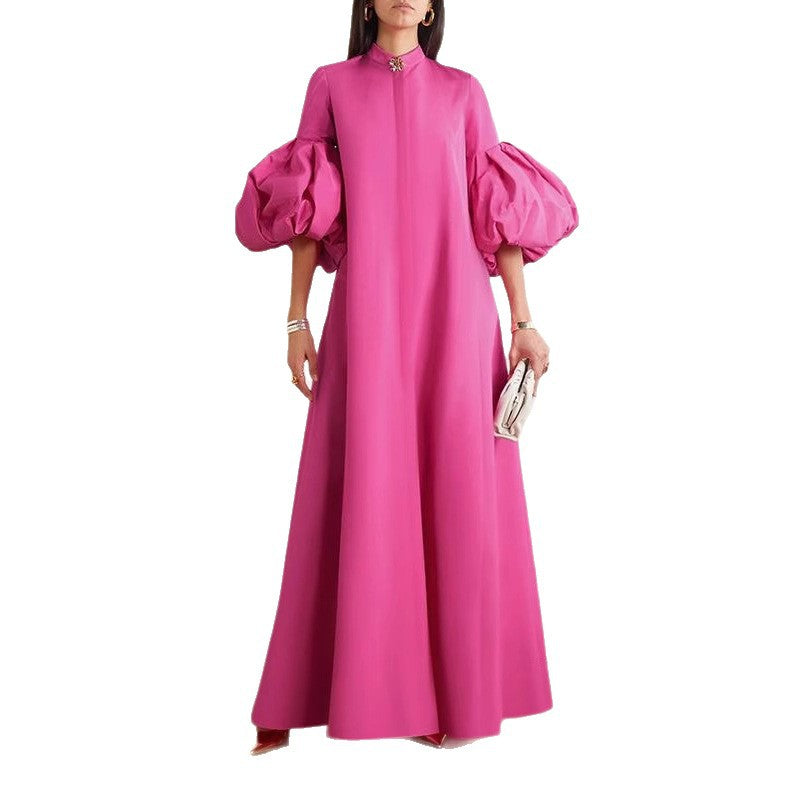 Puff Sleeve Pink Dress: Comfortable, Flowy & Elegant